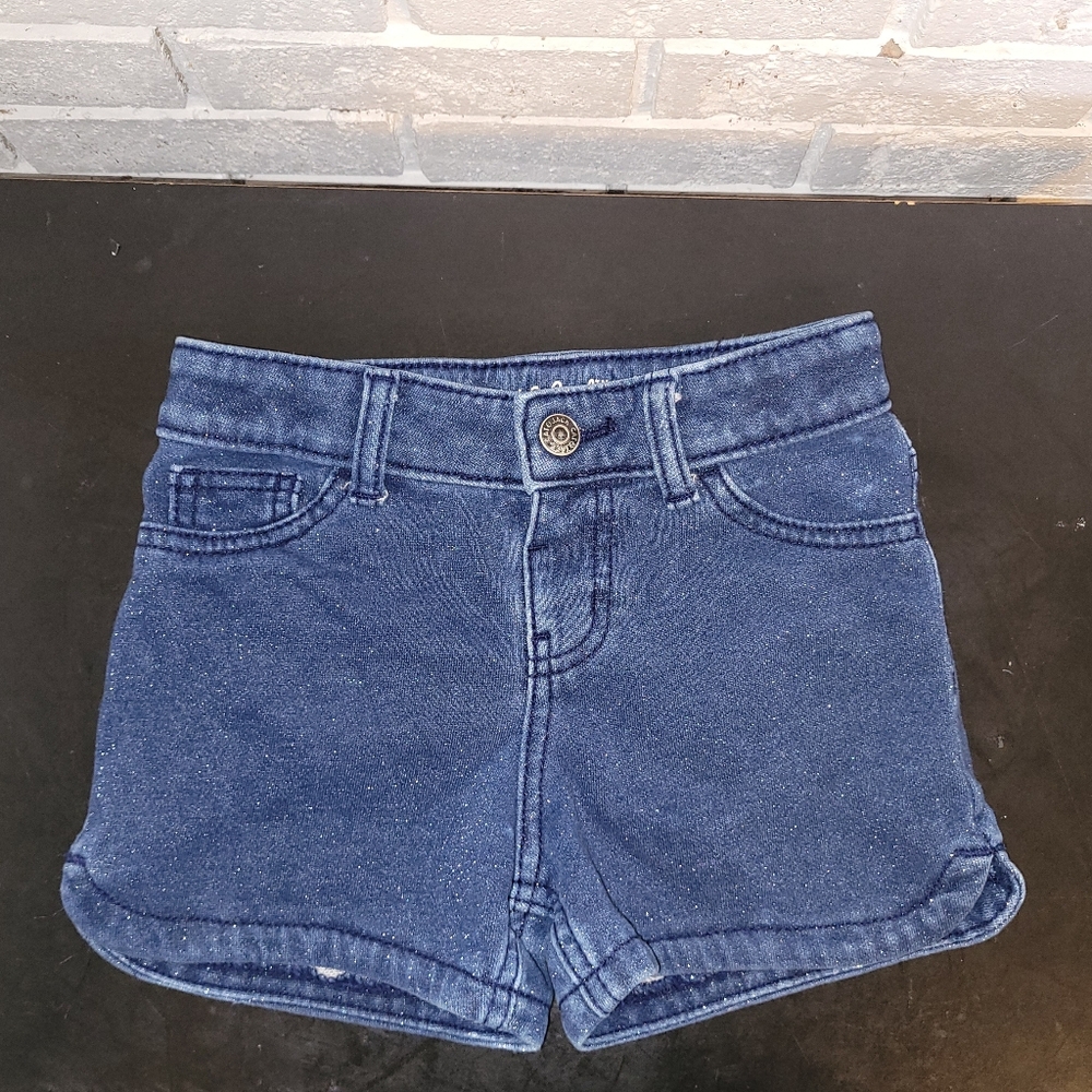Cat & Jack Girls Sparkly Super Stretch Denim Shorts - Size S (6/6X)